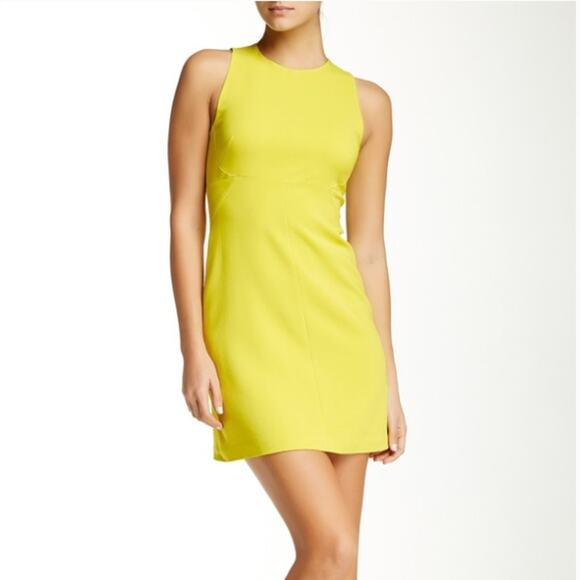 A.L.C. Gia Crew Neck Sleeveless Mini Dress in Cactus Yellow Green Size 6 - Picture 1 of 5